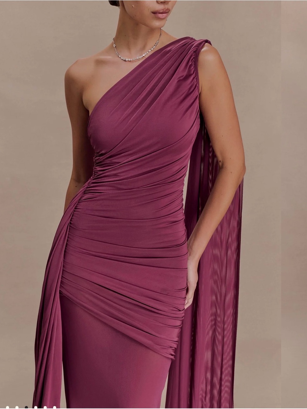 Meshki Asher Dress (LIKE NEW!) - One-Shoulder Draped Gown in Neutral Plum - Picture 2 of 4